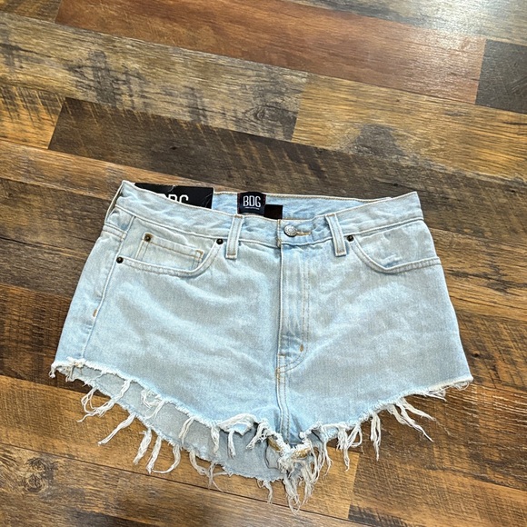 BDG Pants - BDG‎ Light Blue Frayed Hem High Rise Cheeky Shorts